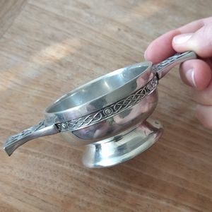 Celtic pewter Scottish Quaich bowl